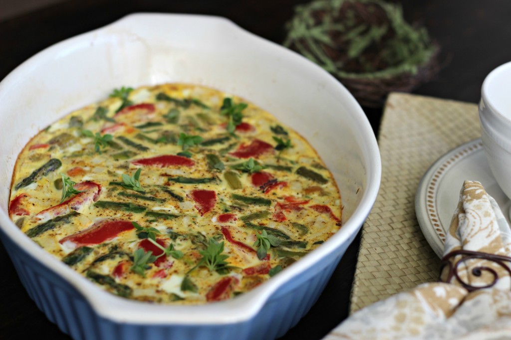 Asparagus and Roasted Red Pepper Easter Frittata with Spicy Basil ...